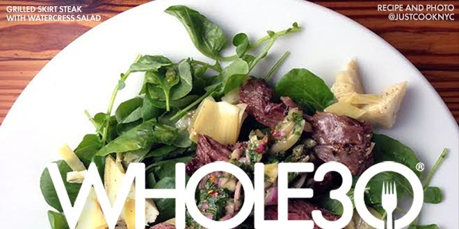 Whole30 Recipes: Grilled Skirt Steak with Watercress Salad