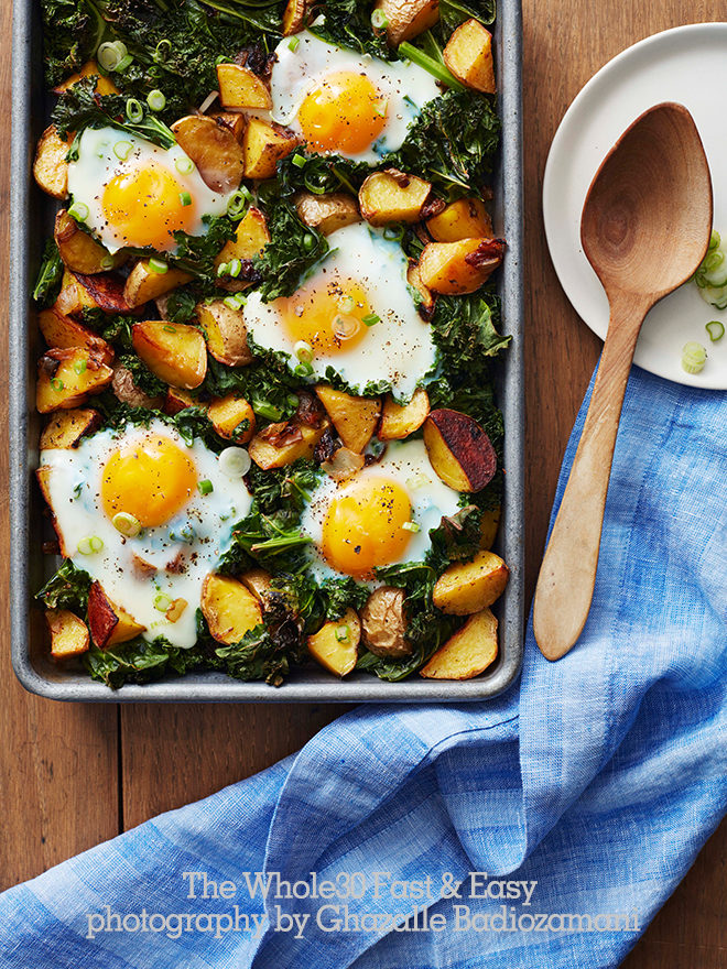 The Whole30 Fast and Easy Cookbook Roasted Potato and Kale Hash with Eggs The Whole30® Program