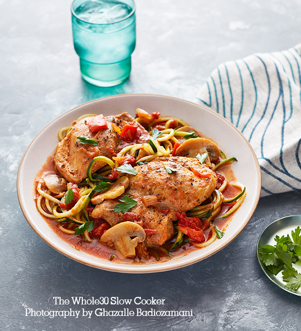 Whole Instant Pot Chicken Cacciatore With Zucchini Noodles