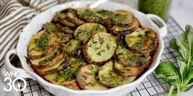 Whole30 Pesto Scalloped Potatoes: Quick and Tasty