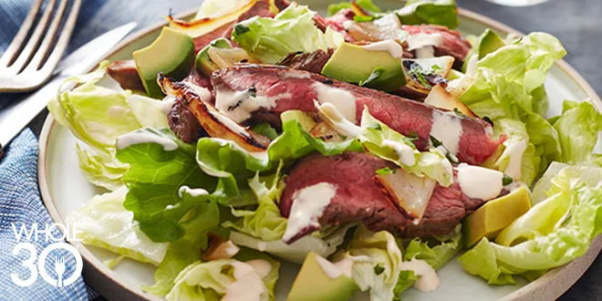 Whole30 Steak & Charred Onion Salad from The Whole30 Fast & Easy