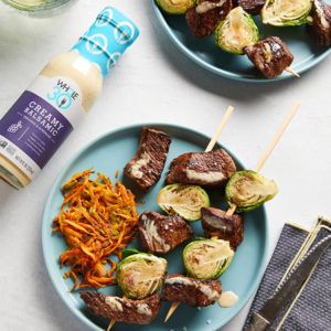 Creamy Balsamic Whole30 Beef and Brussels Kebabs SQUARE