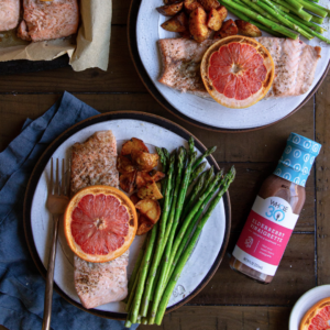 Roasted Sheet-Pan Salmon with Grapefruit and Asparagus