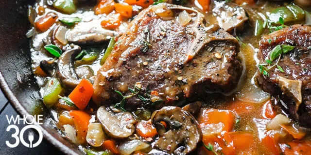 Spiced Braised Lamb Chops with Baby Bella Mushrooms