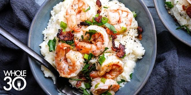 Try this Whole30 Shrimp Stir-Fry over Cauliflower Grits