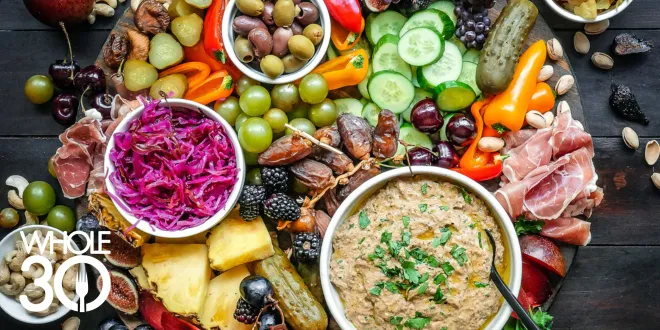 Whole30 Charcuterie Board with Lebanese-Inspired Baba Ganoush