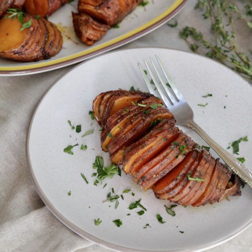 Whole30 Hasselback Sweet Potatoes Thanksgiving Holidays Side Dish