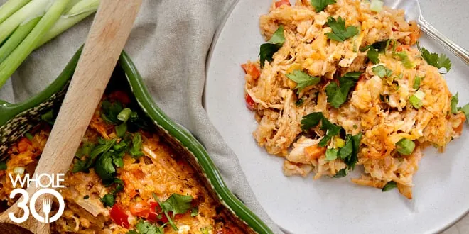 Whole30 Blog Post Header Buffalo Chicken