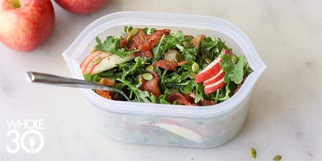 Whole30 Baby Kale, Apple, and Bacon Salad