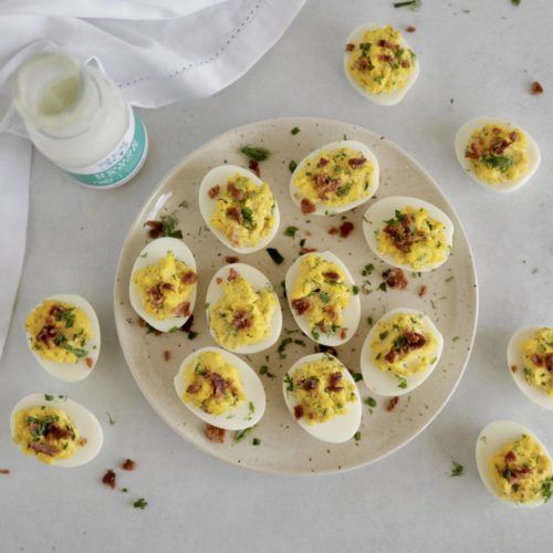 Whole30 Everything (but the) bagel deviled eggs - Casa de Crews