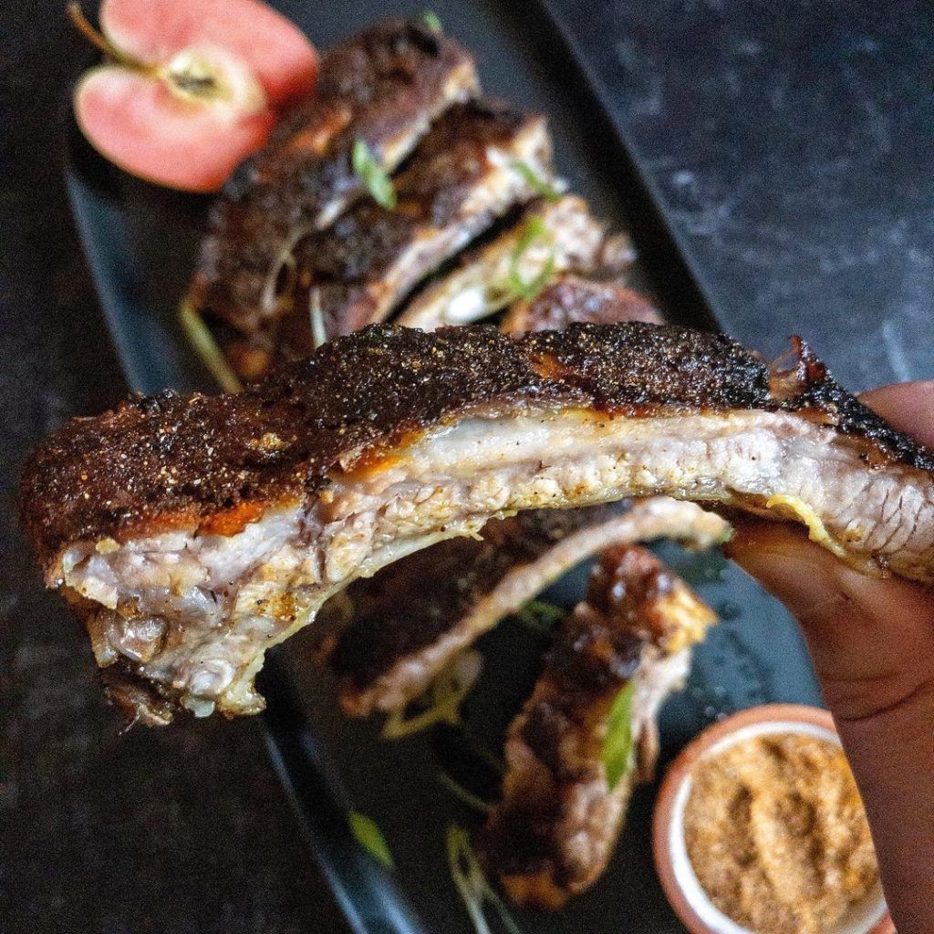 A plate of Whole30 Apple Cider Spiced Ribs