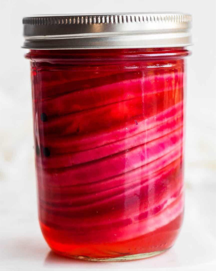 A jar of Whole30 Pickled Onions