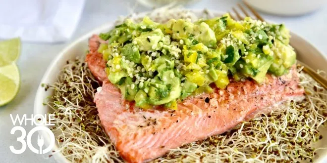 Grilled Salmon with Bell Pepper & Avocado Salsa - The Whole30® Program