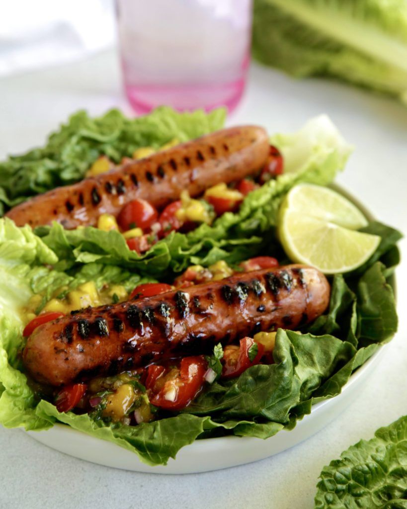 Whole30 Grilled Hot Dogs with Mango Salsa