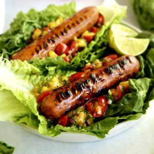 Grilled Whole30 Hot Dog with Mango Salsas