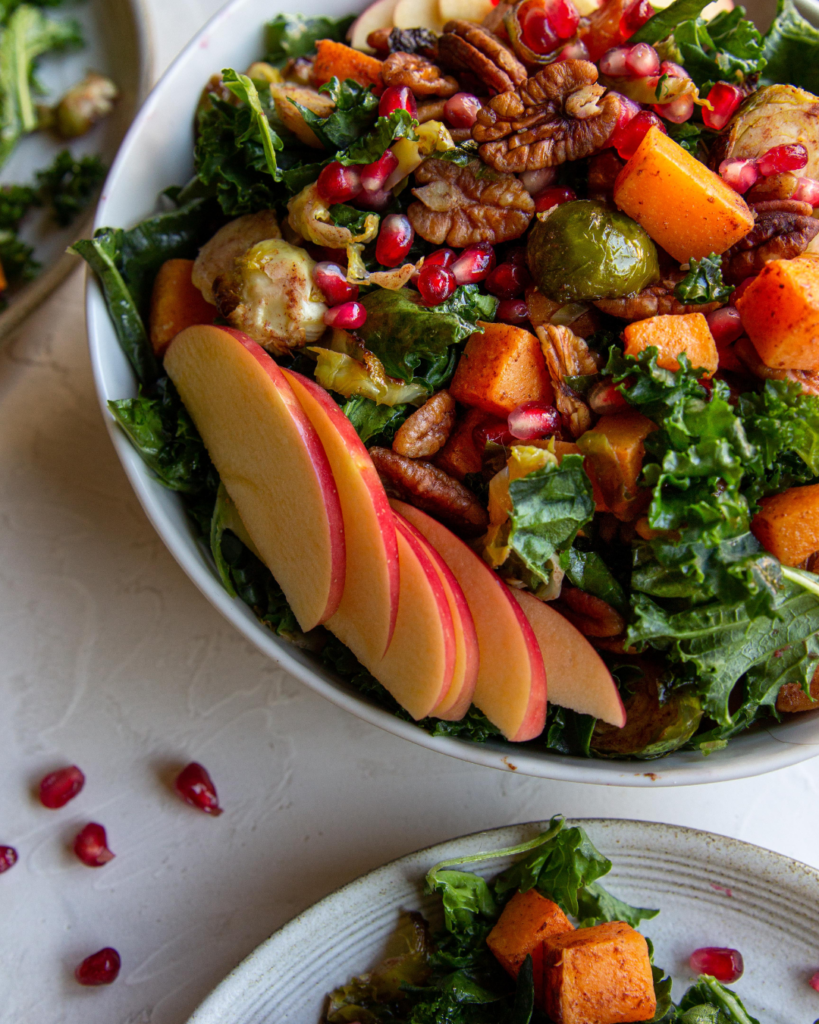 Whole30 Warm Harvest Salad with Made By Whole30 Creamy Balsamic Dressing 