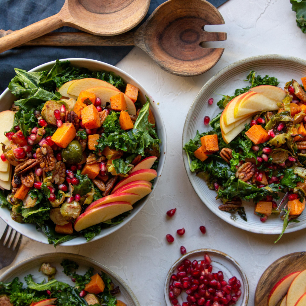 Whole30 Warm Harvest Salad with Made By Whole30 Creamy Balsamic Dressing