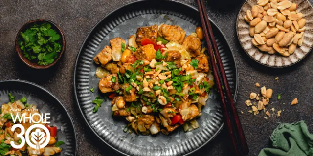 Plant-Based Whole30 Kung Pao Tempeh Blog Hero