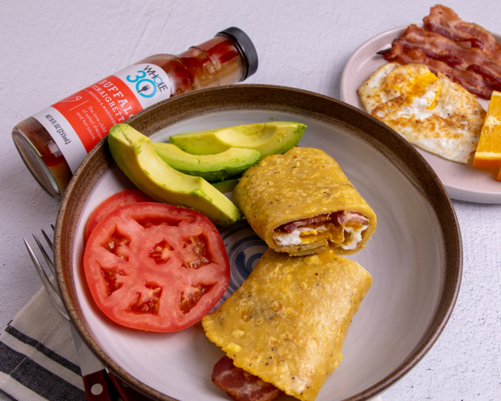 Whole30 Bacon and Egg Plantain Wraps