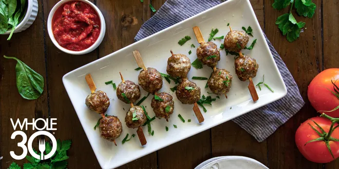 Whole30 Italian Meatball Skewers