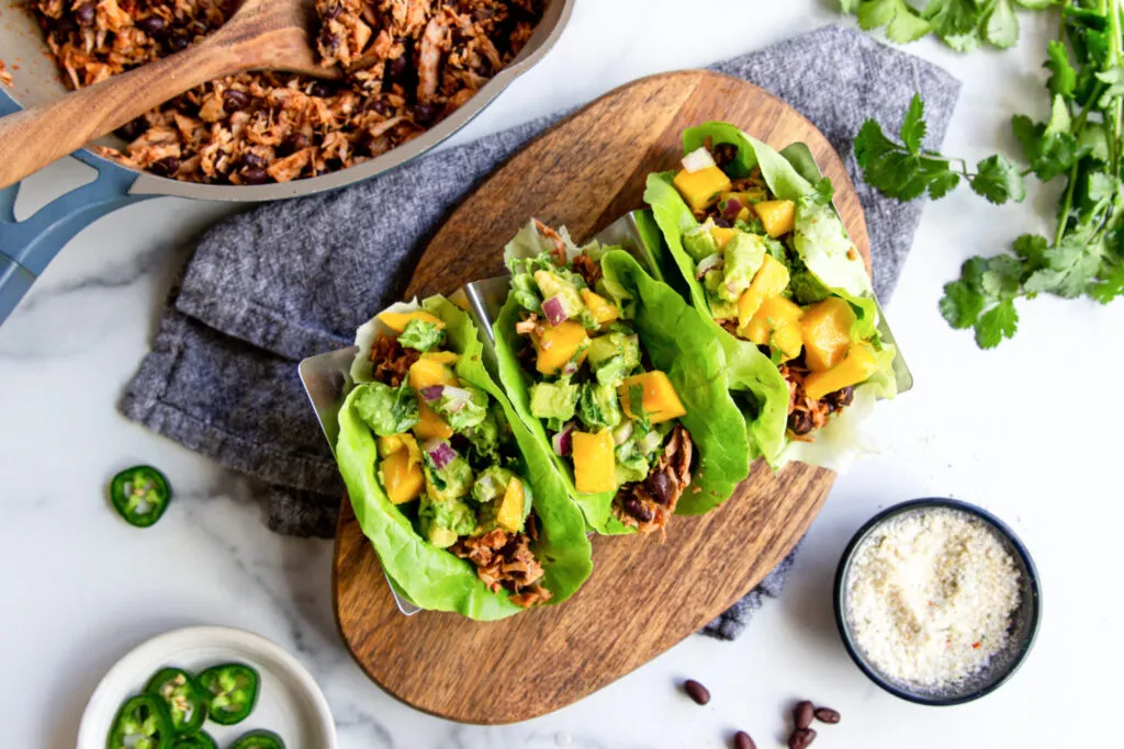 Plant Based Whole30 Jackfruit Black Bean Tacos