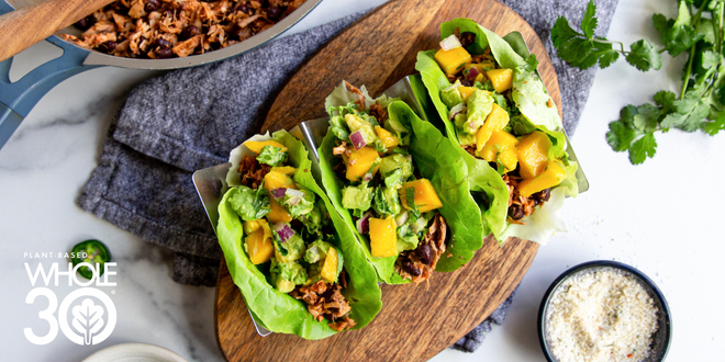 Jackfruit and Black Bean Tacos with Mango Avocado Salsa Recipe