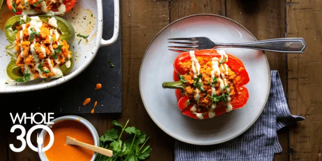 Whole30 Buffalo Stuffed Peppers