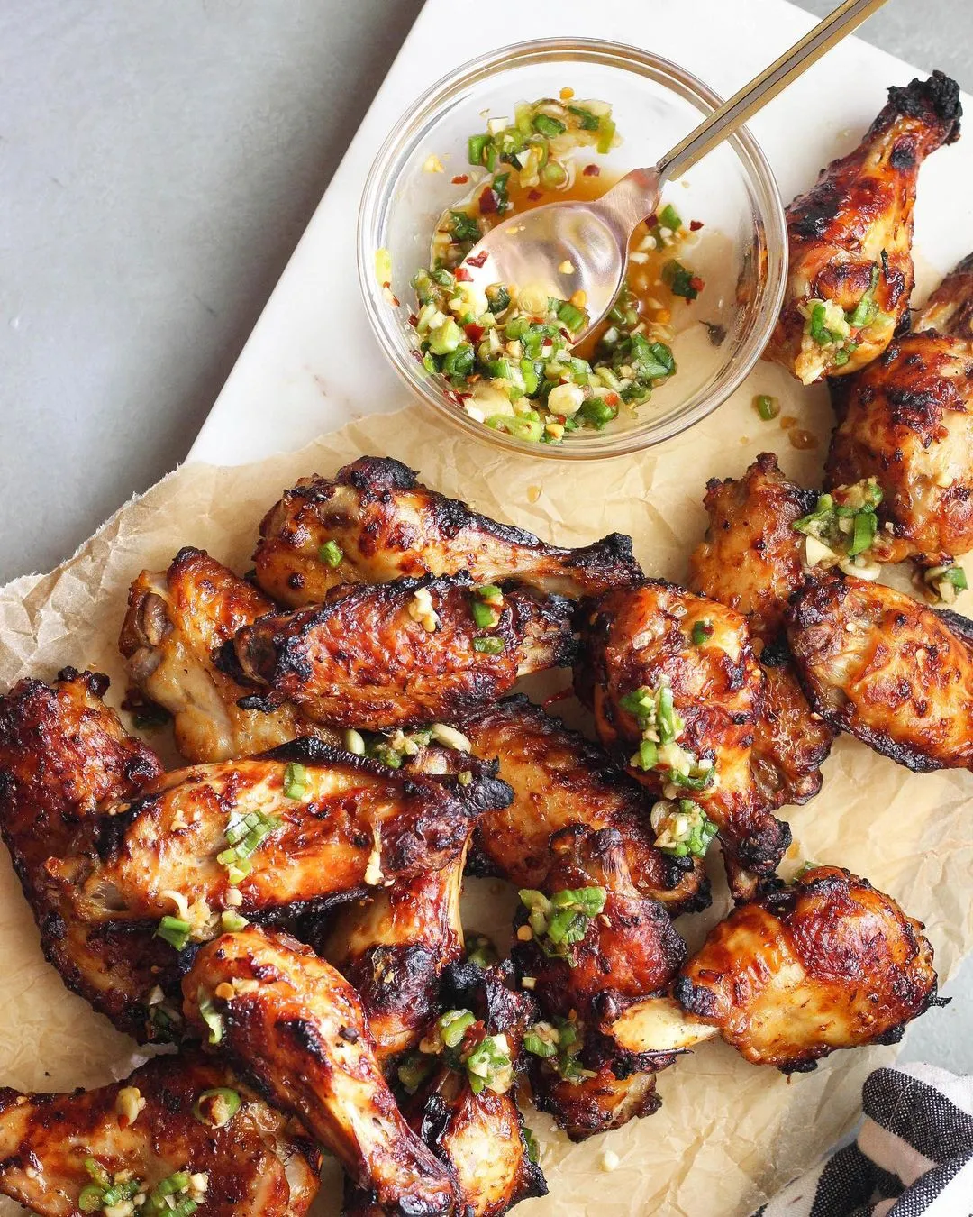 A plate of Whole30 Chicken Garlic Wings