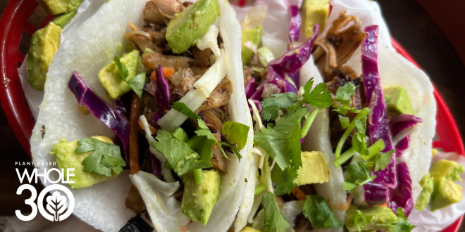 Plant-Based Whole30 Jerk Jackfruit Tacos Blog Hero