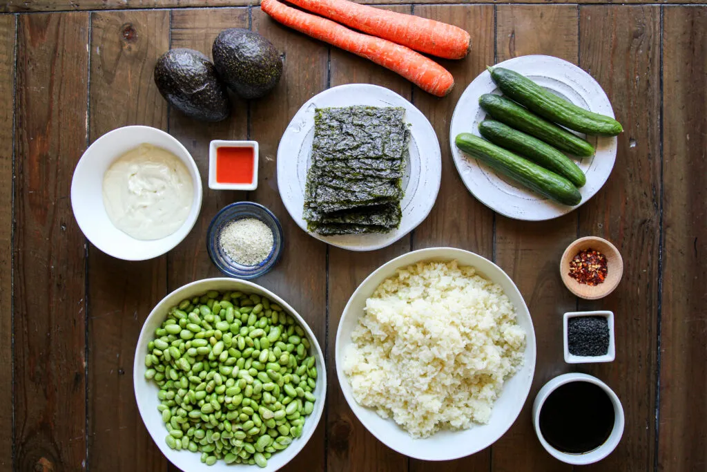 Plant-Based Sushi Bowls with Spicy Mayo Ingredients