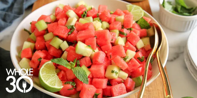 Whole30 Watermelon Mojito Salad Blog Hero