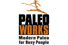 Paleo Works orange and black logo