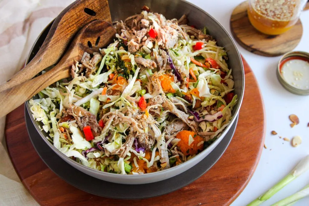 Whole30 Asian Inspired Salad with Garlic Pulled Pork