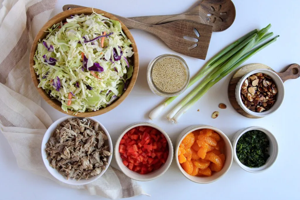 Whole30 Asian Inspired Salad with Garlic Pulled Pork Ingredients