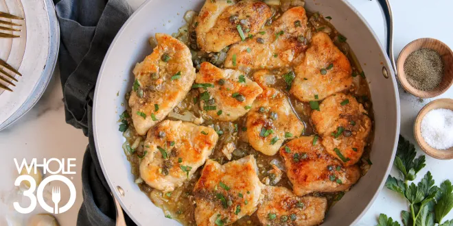 Whole30 Chicken Piccata Skillet Meal Blog Hero