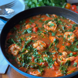 Whole30 Shrimp in Tomato and Spinach Sauce
