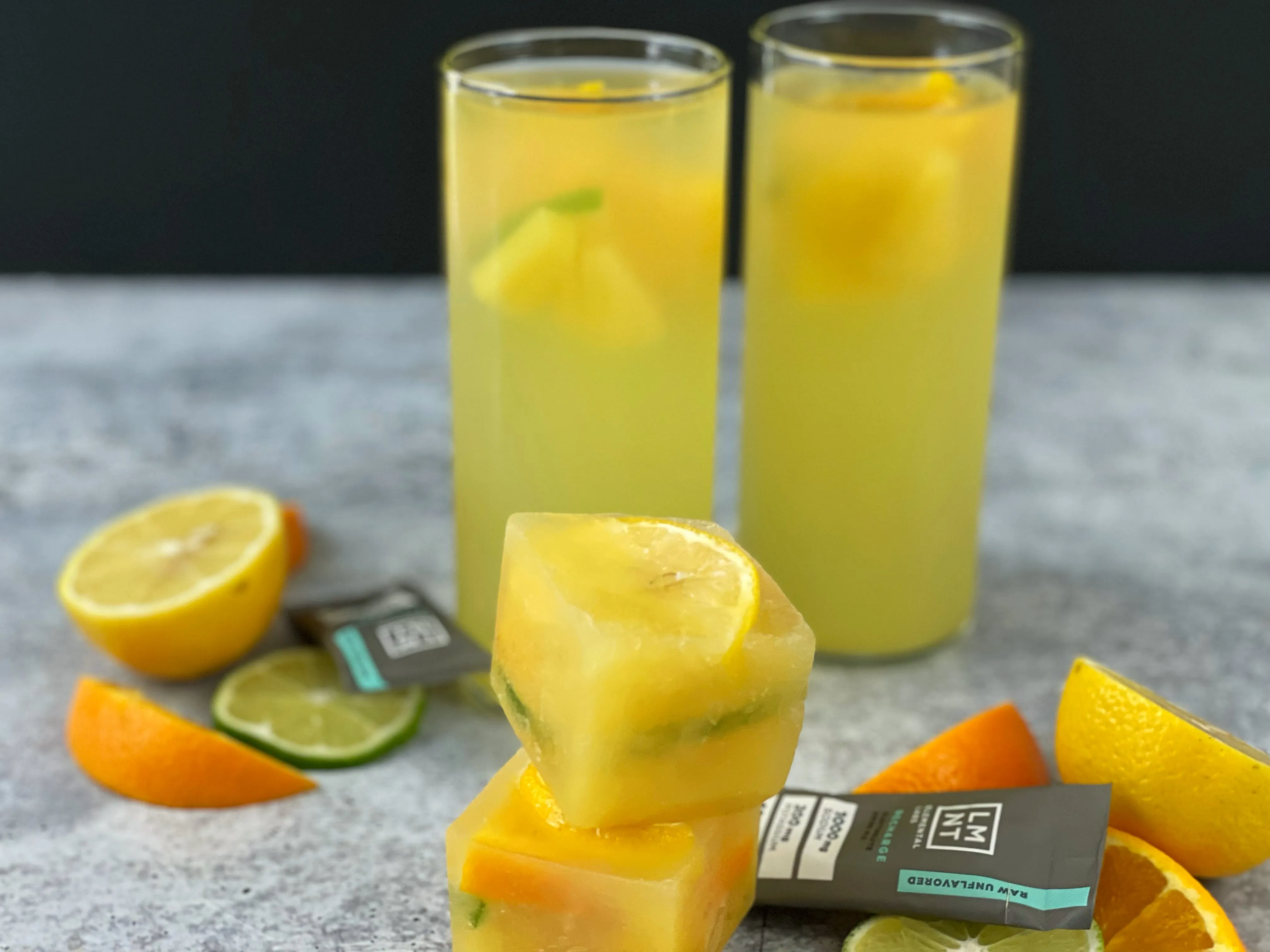 LMNT Pineapple Citrus Ice Cubes