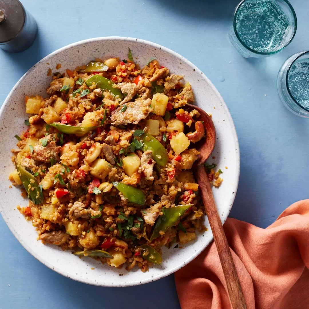 Curried Pineapple and Pork Fried Cauliflower Rice-image