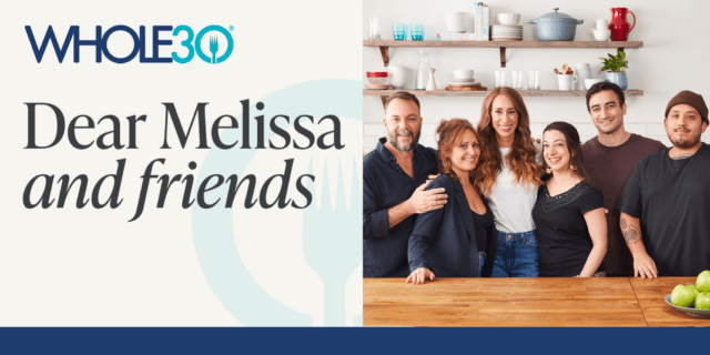 Dear Melissa and friends header - Melissa Urban with five other people from the photography team, food stylists, and prop stylists for The New Whole30