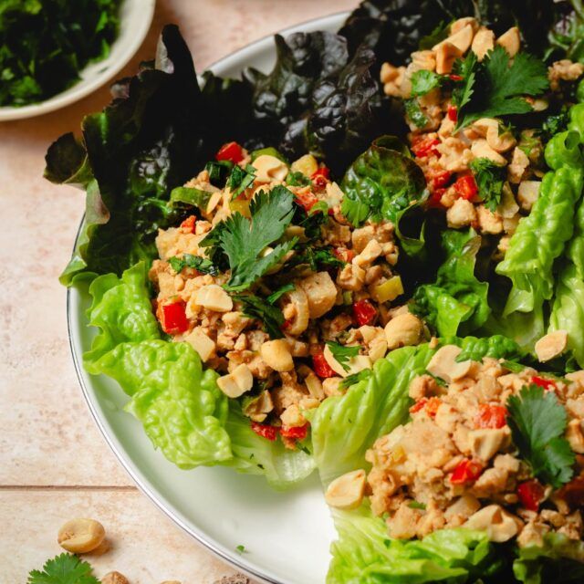 Plant-Based Crunchy Peanut Tempeh Lettuce Cups