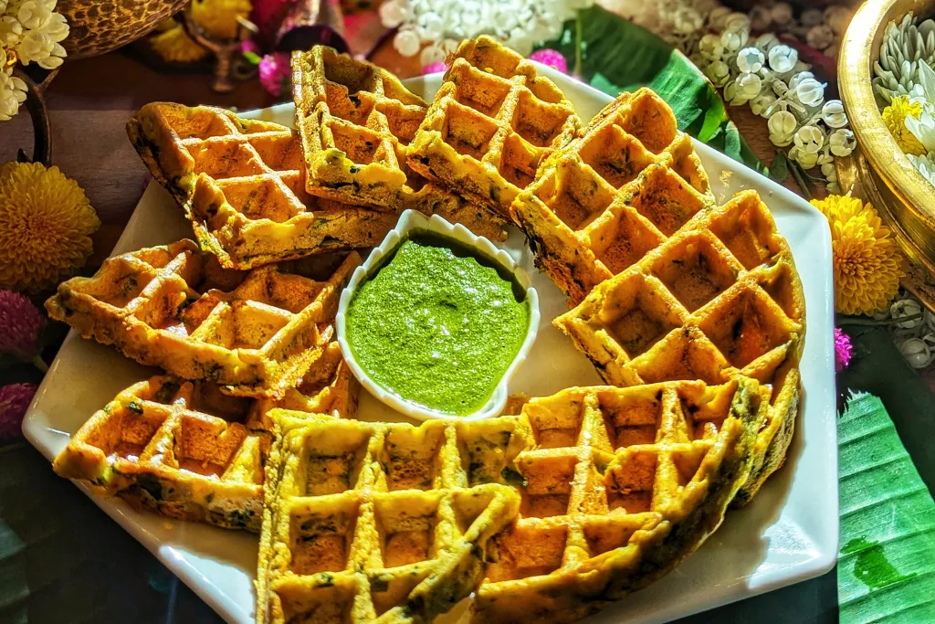 Plant-Based Savory Pakoda Waffles