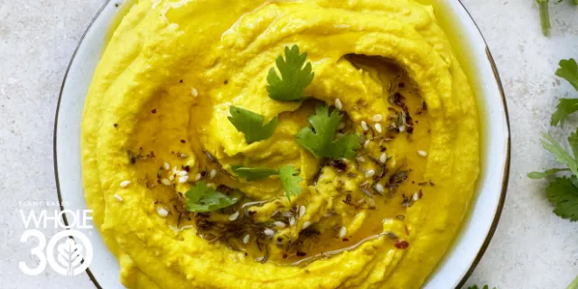 Plant-Based Whole30 Spiced Red Lentil Hummus Blog Hero
