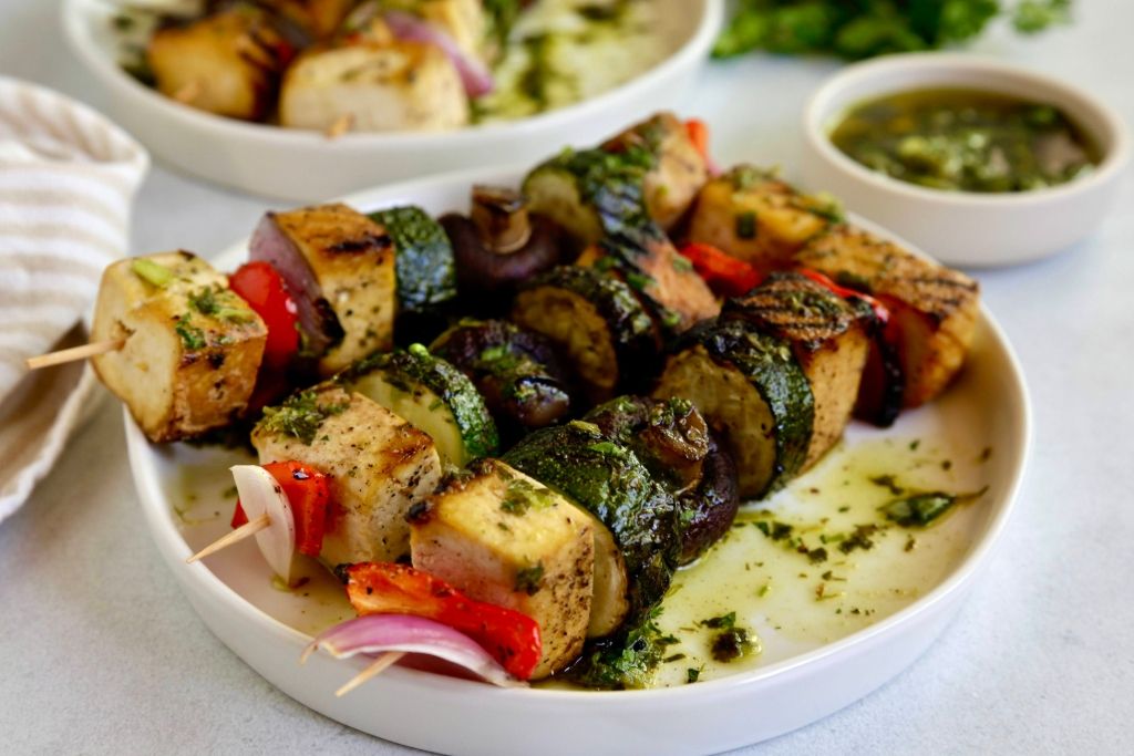 Plant-Based Whole30 Tofu Veggie Skewers