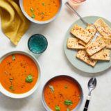 Roasted Tomato Soup with Tofu Toast