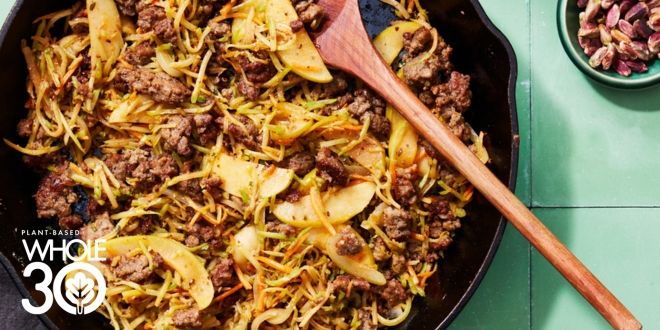 Plant-Based Caraway-Spiced "Pork" Skillet