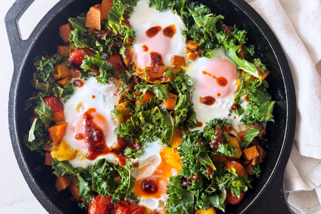 Masala Sweet Potato Hash and Egg