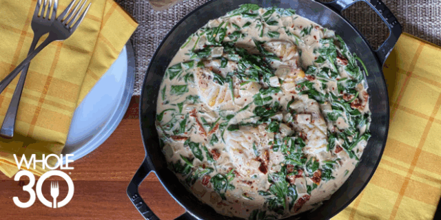 Whole30 Creamy Tuscan-Style Cod Blog Hero