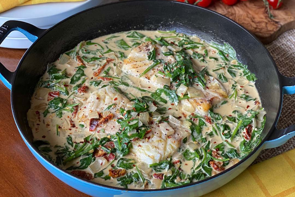 Whole30 Creamy Tuscan-Style Cod Blog Image