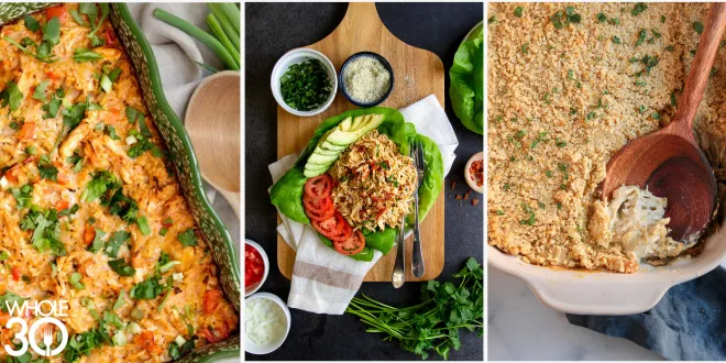 Whole30 Shredded Chicken Recipes Round up Hero