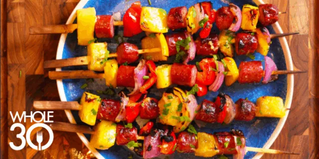 Whole30 Grilled Pineapple and Polish Sausage Skewers with Citrus-Herb Glaze Blog Hero